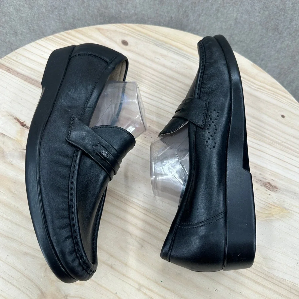 SAS Ace Penny Loafer Mens 13.5 W Black Leather Slip On Moc Toe Dress Shoes